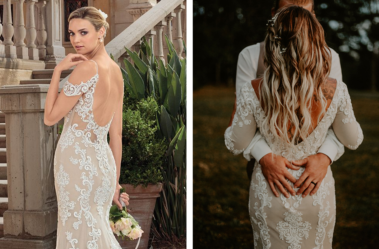 Casablanca Custom Wedding Dress: Style 2324 Zola + Long Sleeves | Casablanca Bridal Affordable Custom Lace Wedding Dress with Long Sleeves