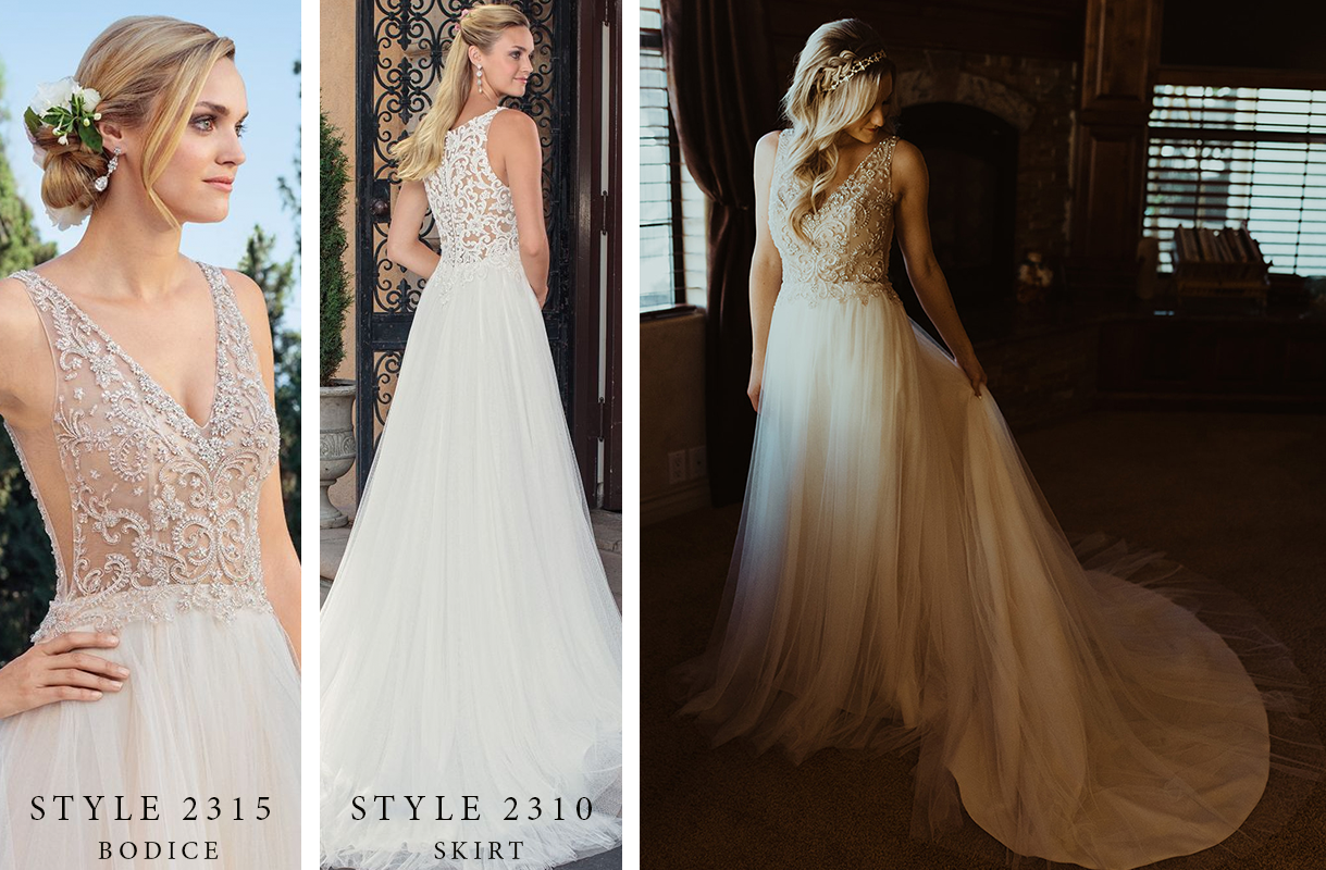 Casablanca Custom Wedding Dress: Style 2315 + Style 2310 | Custom Beaded Wedding Dress with Soft Tulle Skirt by Casablanca Bridal
