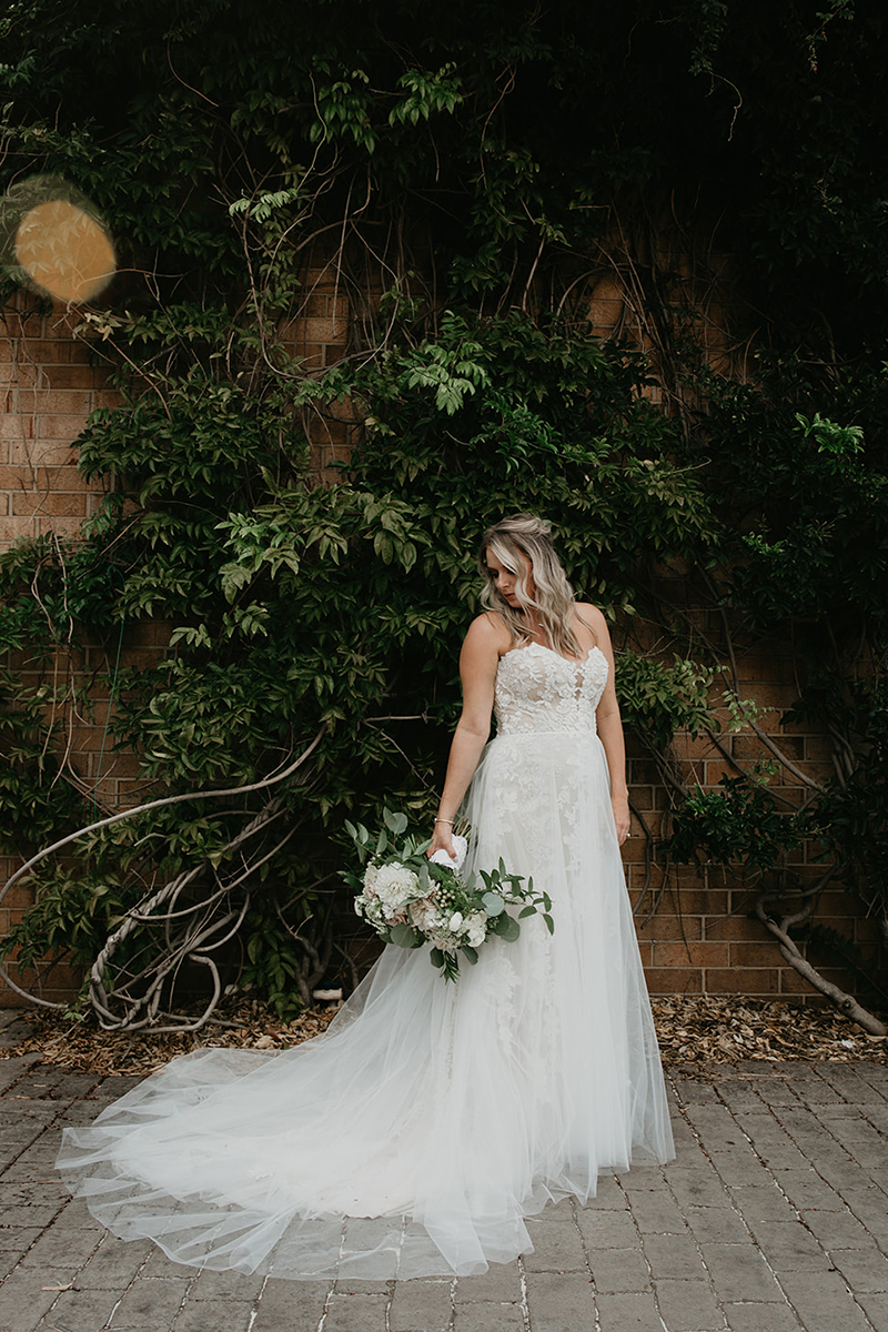 Casablanca Bridal Real Bride: Kristina in Style 2325 Masie + Overskirt | Lace Wedding Dress with Nude Underlay