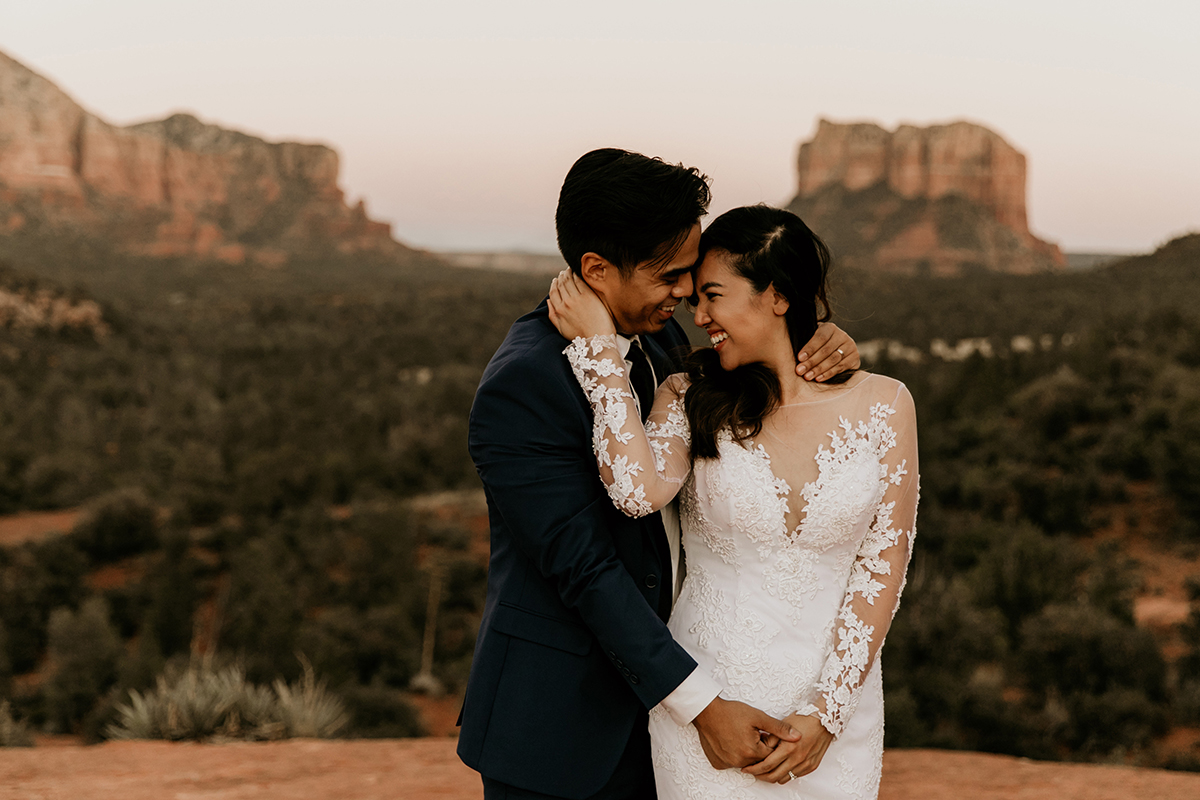 Desert Bridal Photo Session in Sedona, Arizona | Style 2270 Wisteria by Casablanca Bridal Long Sleeve Lace Wedding Dress