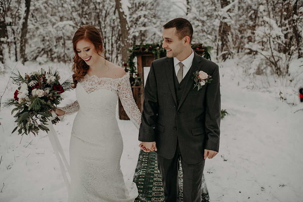 Christmas Elopement Wedding Inspiration: Style 2169 by Casablanca Bridal | Long Sleeve Lace Wedding Dress