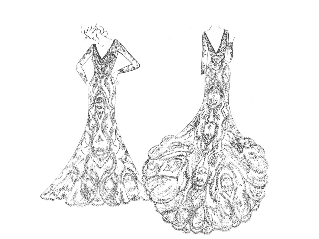 Casablanca Bridal Custom Gown Dress Sketch