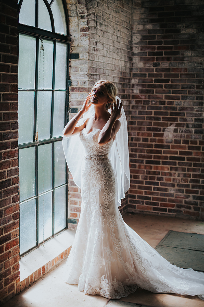 Timeless Wedding with Lush Greenery & Soft Colors: Style 2292 Sedona | Strapless Lace Wedding Dress with Royal Length Train by Casablanca Bridal