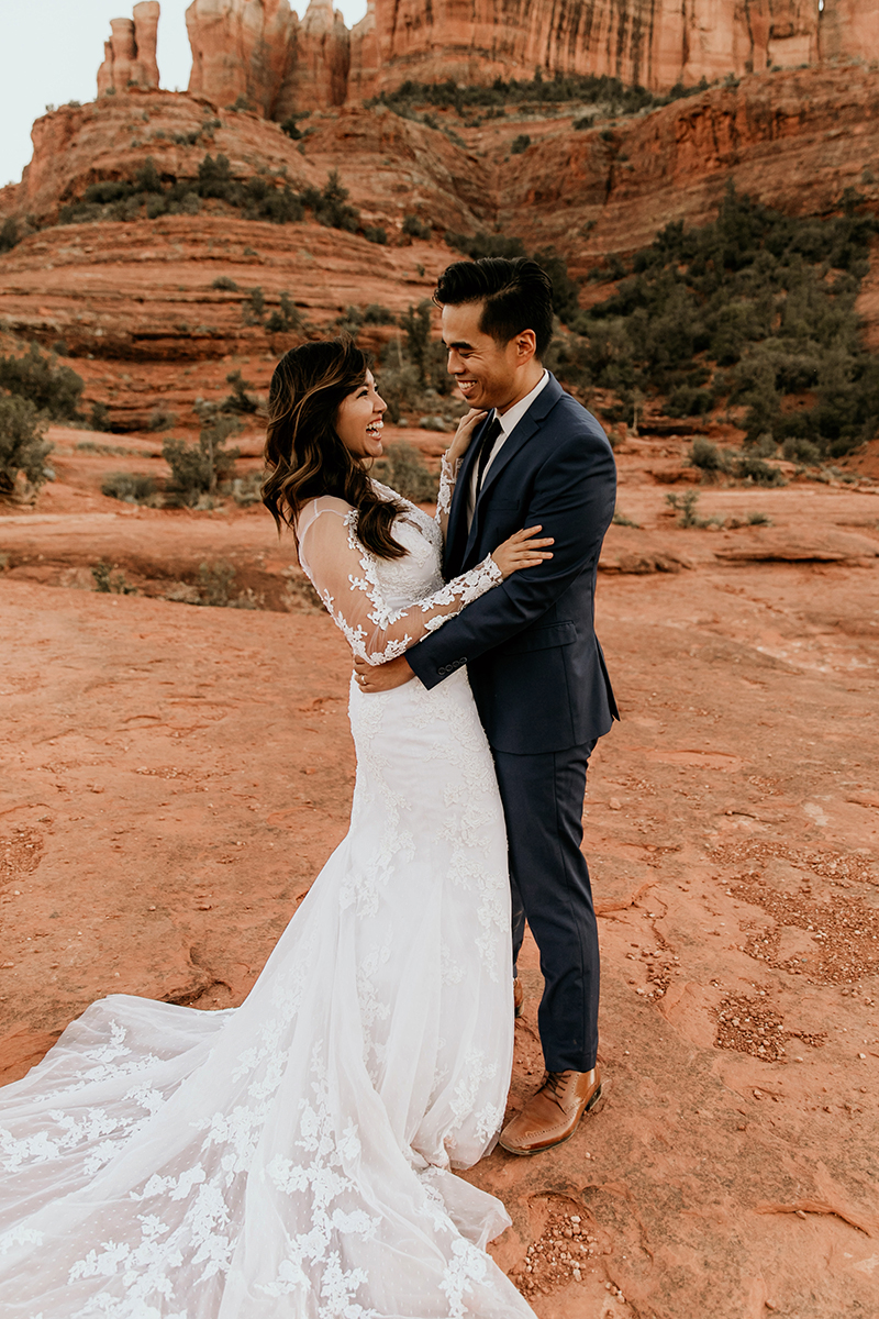 Desert Bridal Photo Session in Sedona, Arizona | Style 2270 Wisteria by Casablanca Bridal Long Sleeve Lace Wedding Dress