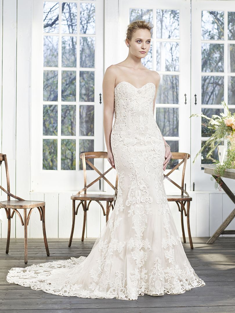 casablanca bridal fit and flare boho wedding gown