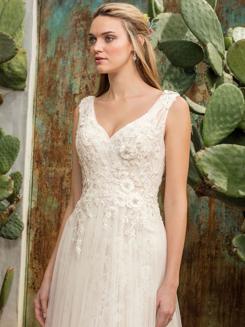 Wedding Dress with 3-D Flower Appliques | Casablanca Bridal Style 2301 Sierra