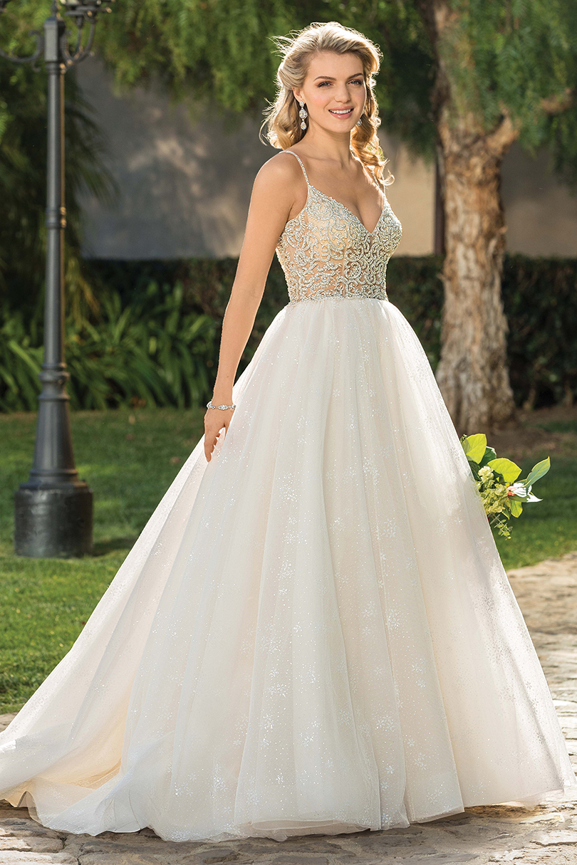 Style 2335 Effie | Casablanca Bridal | Princess Wedding Dress with Sparkling Skirt and Beaded Bodice V Neckline