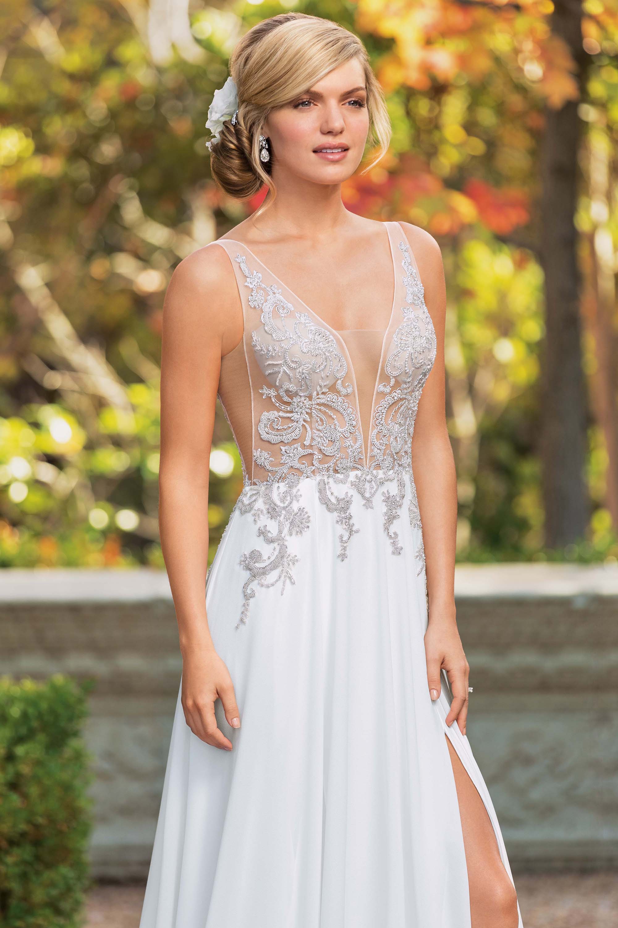 Style 2337 Finley | Casablanca Bridal Low V Front and Back Neckline Wedding Dress
