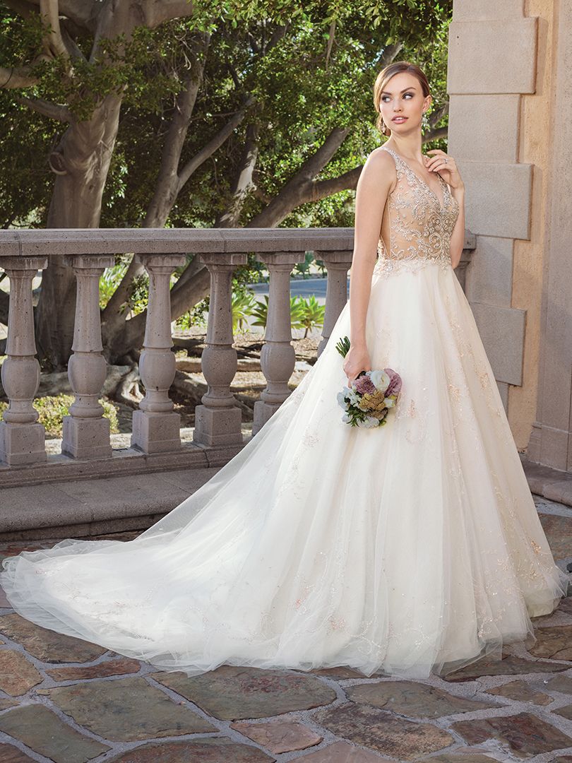 Casablanca Bridal Style 2316 Sable A-Line Wedding Dress with Beaded Bodice (Rose Gold)